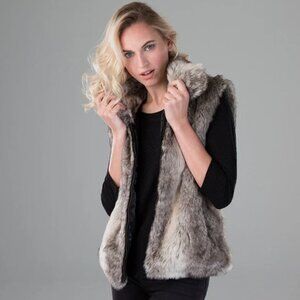 Surell Women's Faux Rabbit Fur Vest - Women's Size S